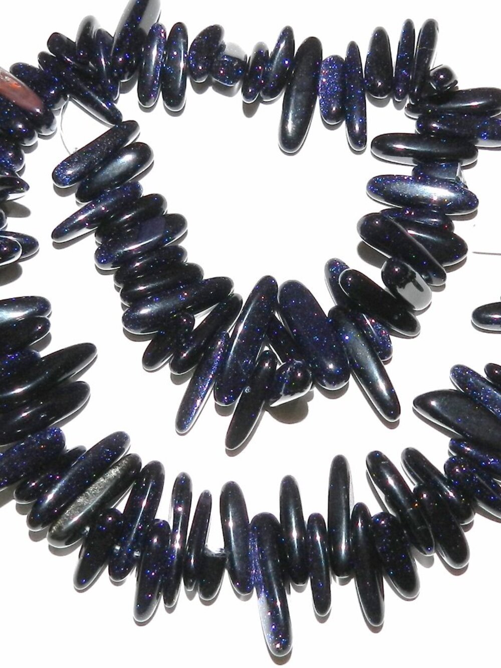 NG1527 Blue Goldstone 12mm - 22mm Briolette Hawaiian Chip Gemstone Glass Beads